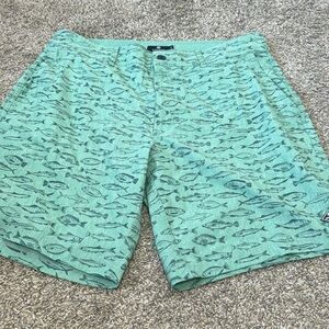 Sperry Mens Shorts Fish Flat Front